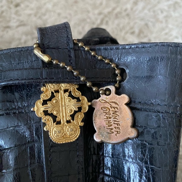 Vintage Jennifer graham leather Drawstring bucket Bag, black - Picture 14 of 16